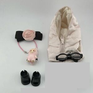 Clothes Pink Puffy Vest w/Accessories for Labubu